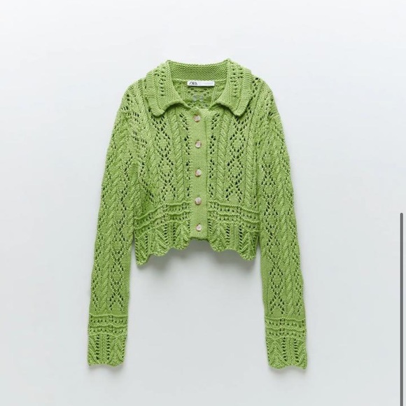 Zara Green Knit Cardigan - Picture 2 of 6